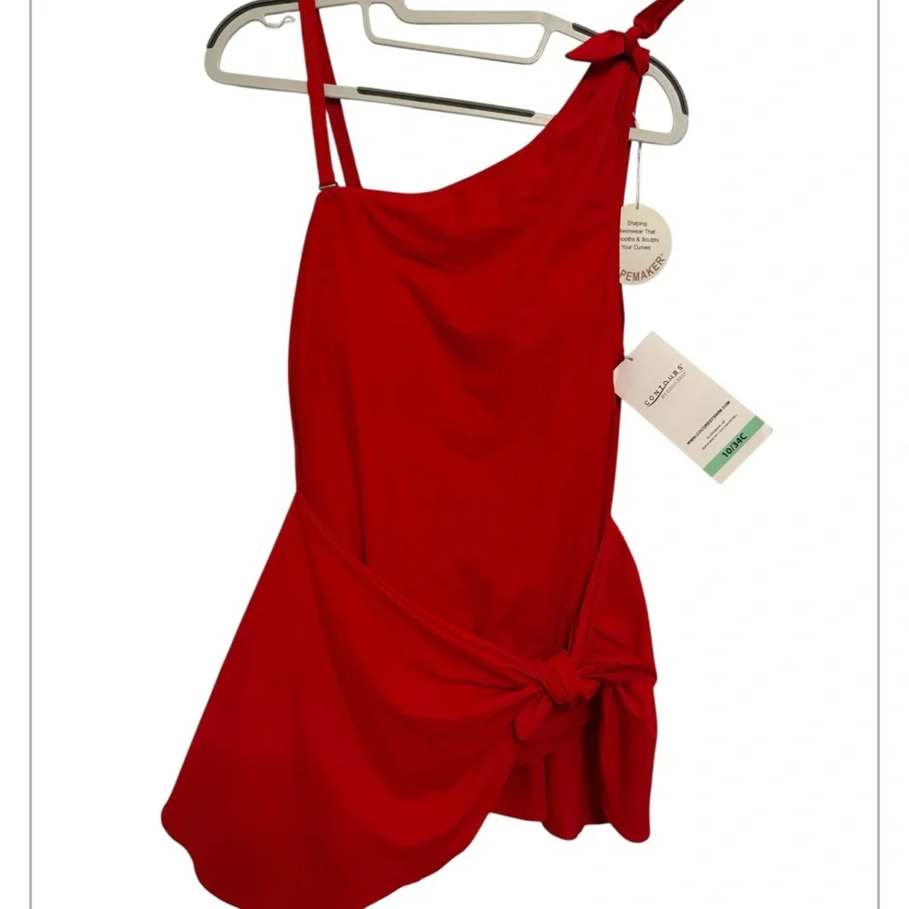 Coco Contours by Coco Reef Red Asymmetric One Piece Swimsuit 10/34C - Picture 4 of 10